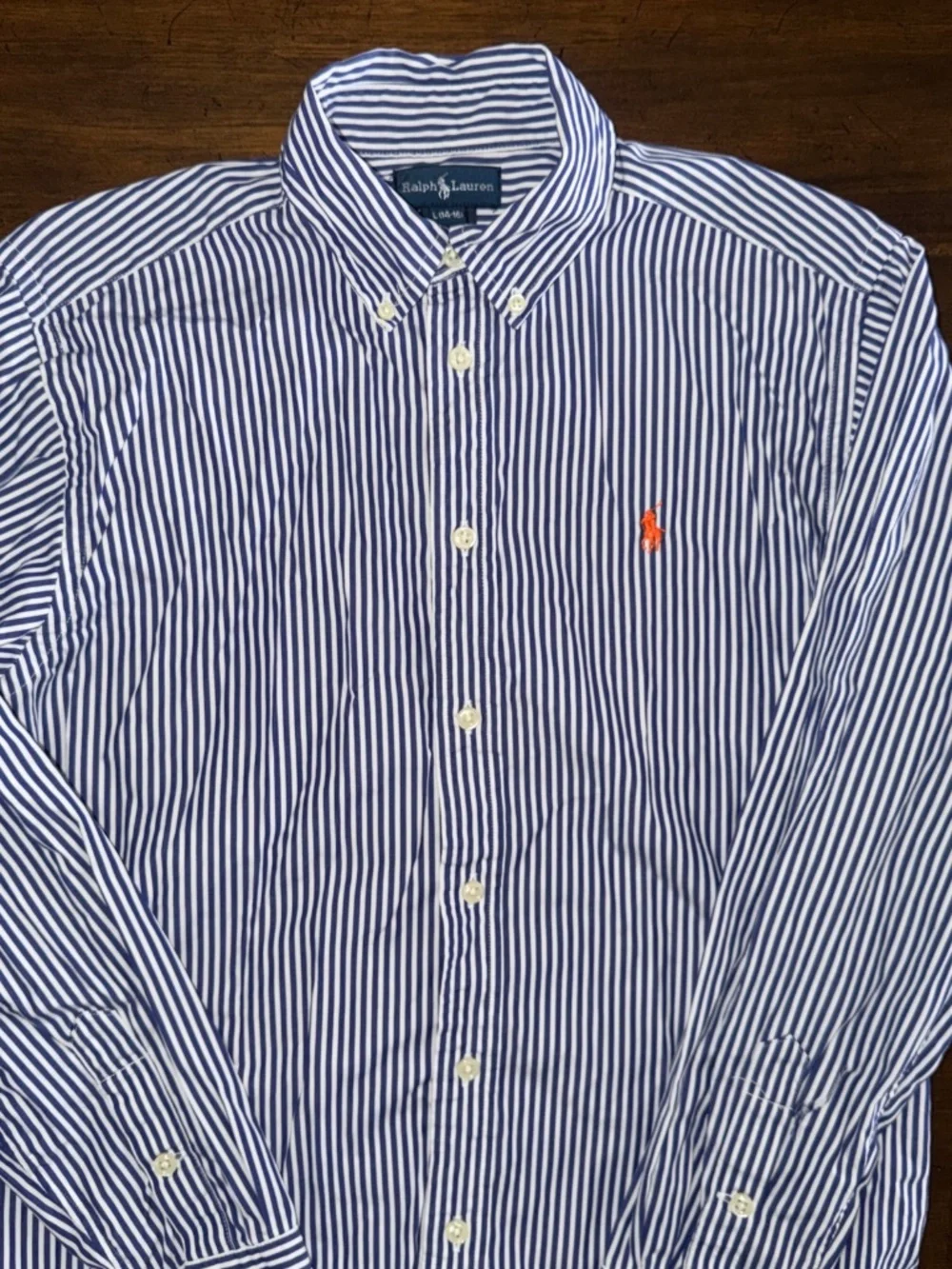 Ralph Lauren Boys Cotton Classic Blue White Stripe Long Sleeved Button Down